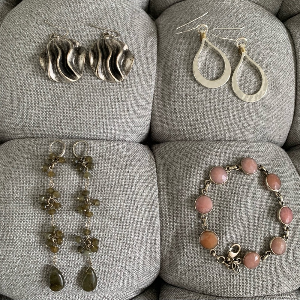 Silver Jewelry Bundle Earrings Bracelet